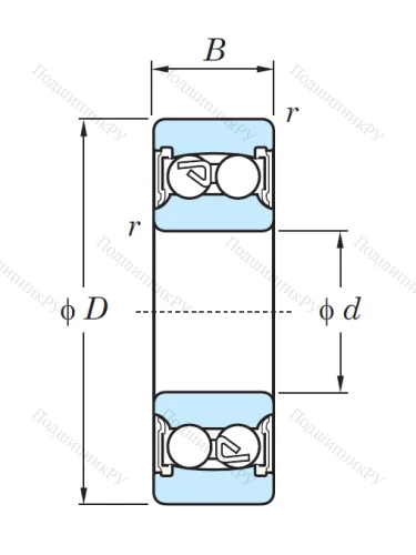 Двухрядный шариковый подшипник 2202 2RS от производителя  KOYO