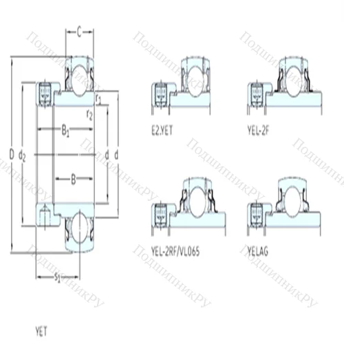 Подшипник шариковый радиальный YEL 211-203-2F от производителя  SKF