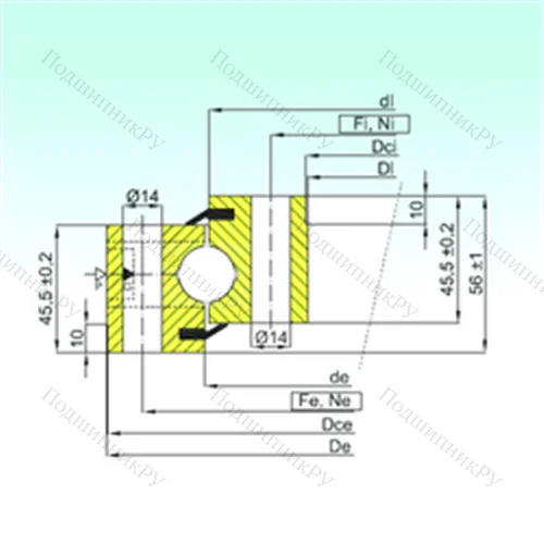 Подшипник шариковый опорно-поворотный NB 1.20.0414.201-2PPN от производителя  ISB