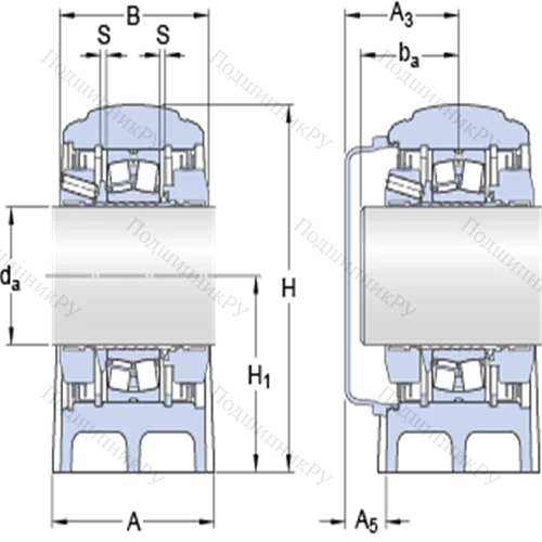 Стационарные роликоподшипниковые узлы ( ConCentra, для метрических валов) SYNT 55 LTS