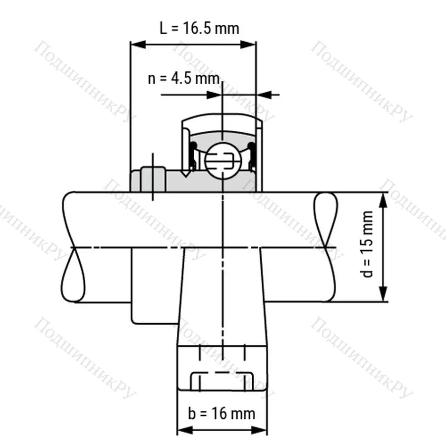 Подшипниковый узел SS-KP 002-ST - Вал: 15 мм