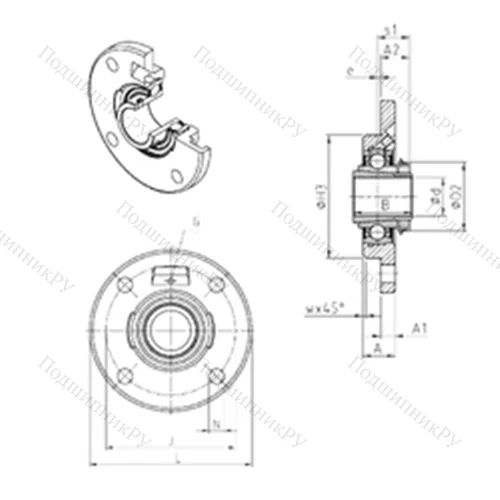 Подшипниковый узел шариковый радиальный UKFCE 211H