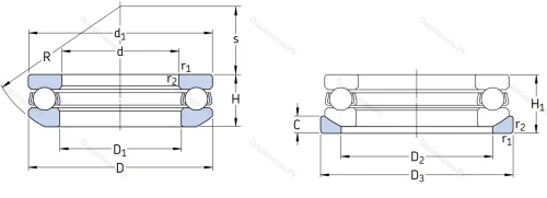 Упорный шариковый подкладное кольцо U 308 от производителя  SKF