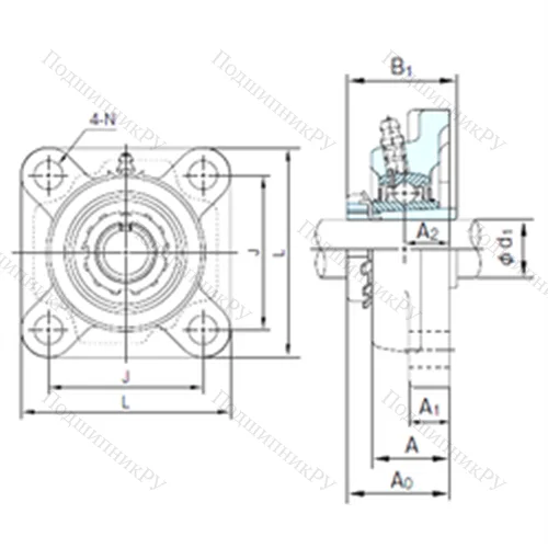 Подшипниковый узел шариковый радиальный UKF 319+H 2319