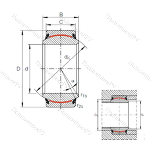 Подшипник скольжения сферический GE 60 UK-2RS