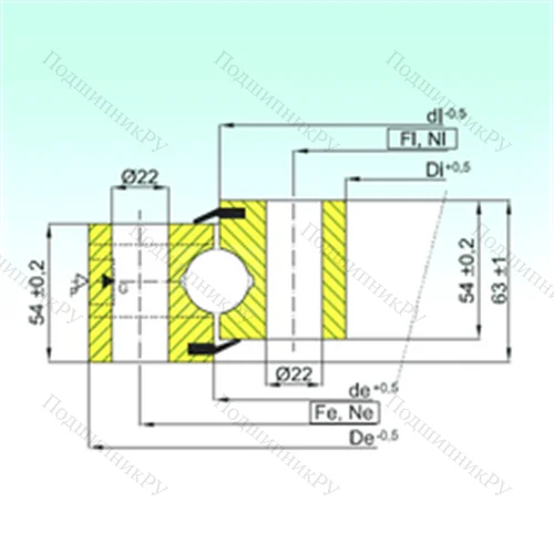 Подшипник шариковый опорно-поворотный NB 1.25.0955.200-1PPN от производителя  ISB
