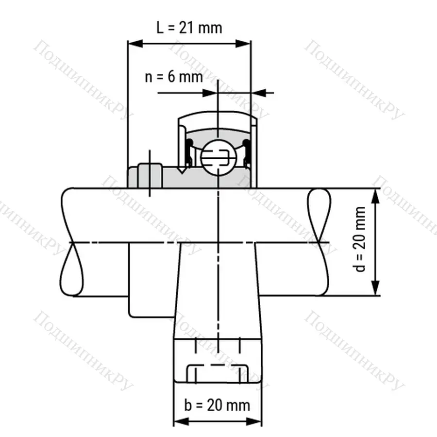 Подшипниковый узел SS-KP 004-ST - Вал: 20 мм