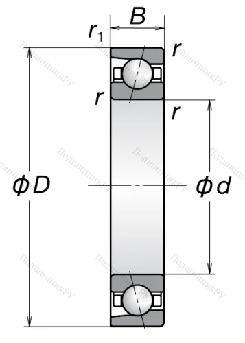 Однорядный шариковый подшипник 7209 BW от производителя  NSK