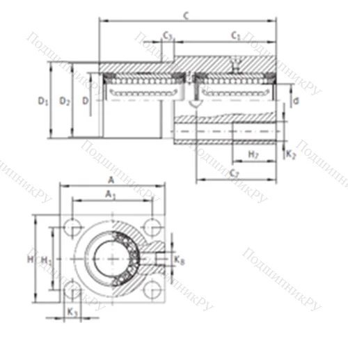 Подшипник шариковый линейный KTFN 30 C-PP-AS