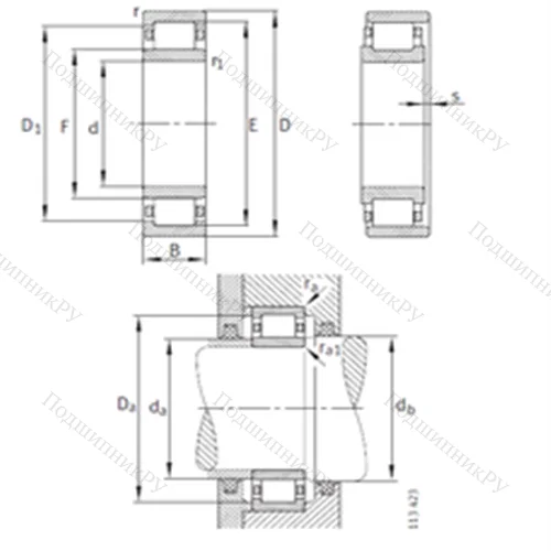 Подшипник роликовый радиальный NU 2338-EX-M 1