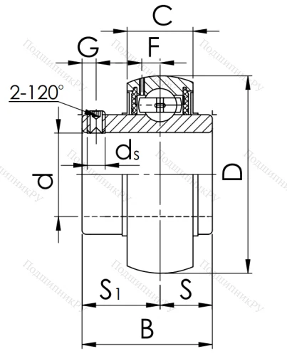 Корпусный подшипник UC 211 (480211 ГОСТ) в Череповце