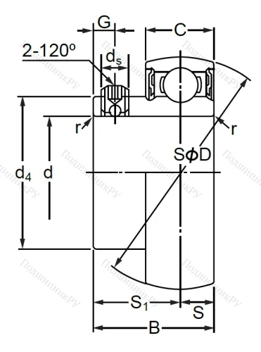 Корпусный подшипник SB 203 (AS 203 D 1) в Череповце