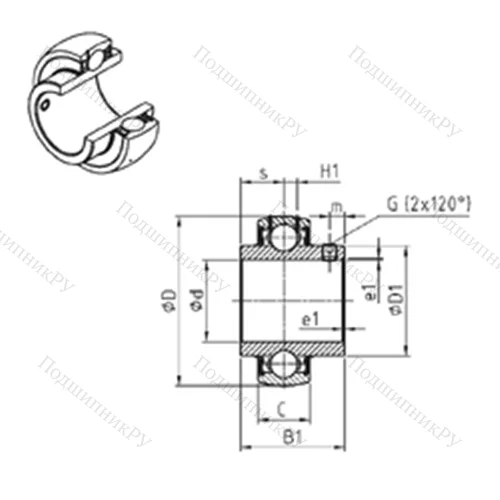 Подшипник шариковый радиальный UC 307-23 от производителя  SNR