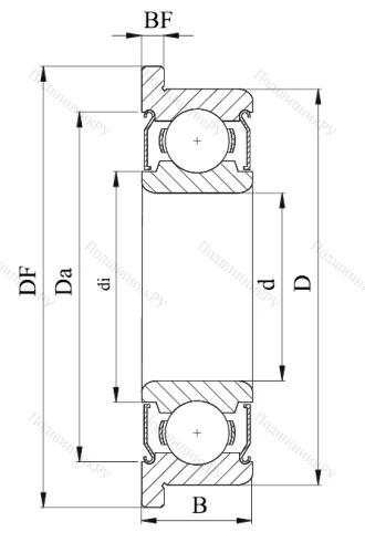 Однорядный шариковый подшипник F 605 ZZ от производителя  FUJI