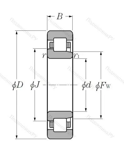 Роликовый цилиндрический подшипник NJ 312 C 3 от производителя  NTN