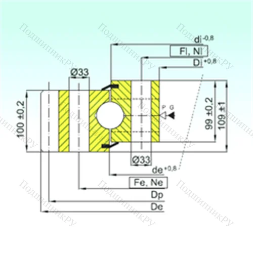 Подшипник шариковый опорно-поворотный EB 1.50.2355.400-1SPPN от производителя  ISB