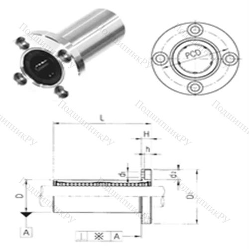 Подшипник шариковый линейный LMEF 30L