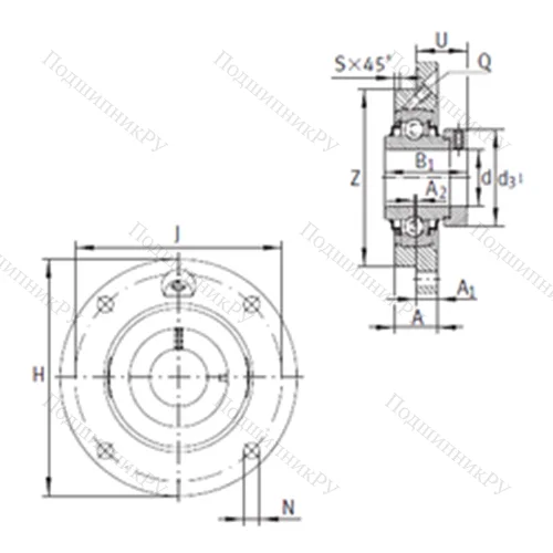 Подшипниковый узел шариковый радиальный