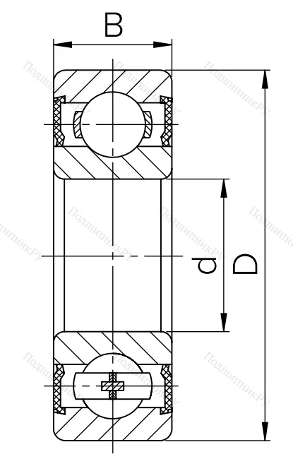 Миниатюрный шариковый подшипник  180027 (627 2RS) в Череповце