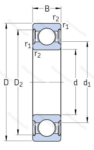 Однорядный шариковый подшипник 62307 2RS 1 от производителя  SKF