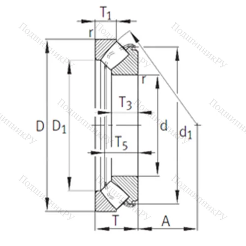 Подшипник роликовый упорно-радиальный 29330-E 1