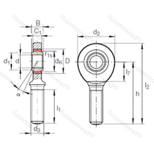 Подшипник скольжения сферический GAR 35 UK-2RS