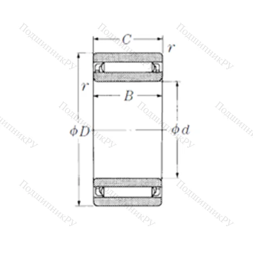 Подшипник игольчатый радиальный NAF 102213