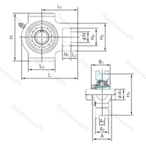 Подшипниковый узел шариковый радиальный UKTX 06+H 2306