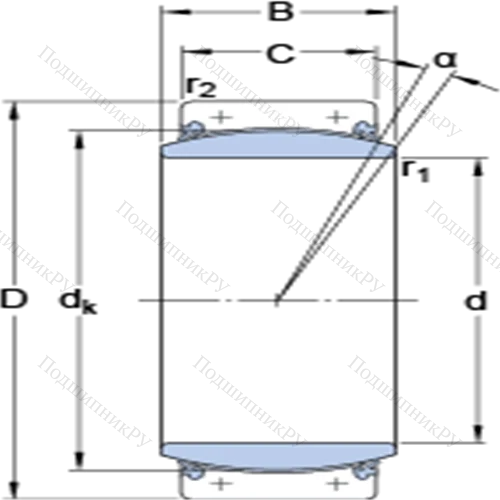 Радиальные сферические подшипники скольжения с контактными поверхностями сталь/сталь, требующие техобслуживания GEC 560 TXA-2RS