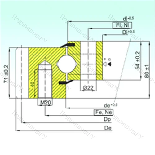 Подшипник шариковый опорно-поворотный EB 1.25.1455.200-1STPN от производителя  ISB