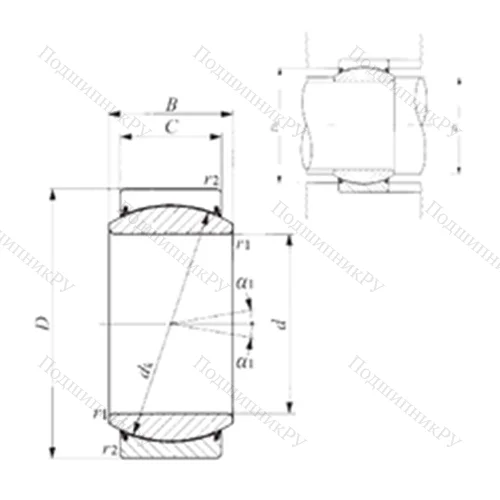 Подшипник скольжения сферический GE 40EC-2RS от производителя  IKO