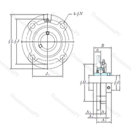 Подшипниковый узел шариковый радиальный UCFC 214-44