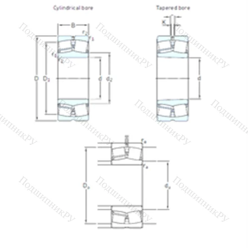 Подшипник роликовый радиальный самоцентрирующийся E 2.22212 от производителя  SKF