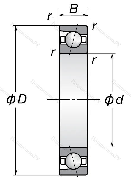 Однорядный шариковый подшипник 7014 A (46114 Л ГОСТ) от производителя  NSK
