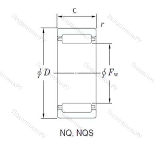 Подшипник игольчатый радиальный NQ 20/16D