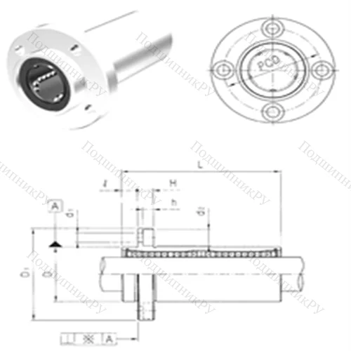 Подшипник шариковый линейный LMFP 10LUU от производителя  Samick