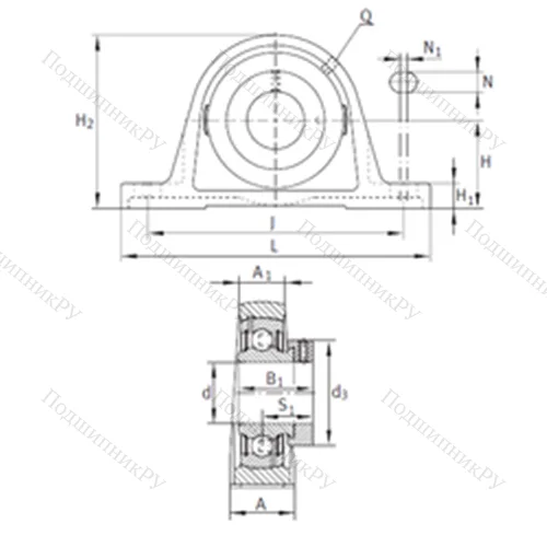 Подшипниковый узел шариковый радиальный PAK 1-1/4-206