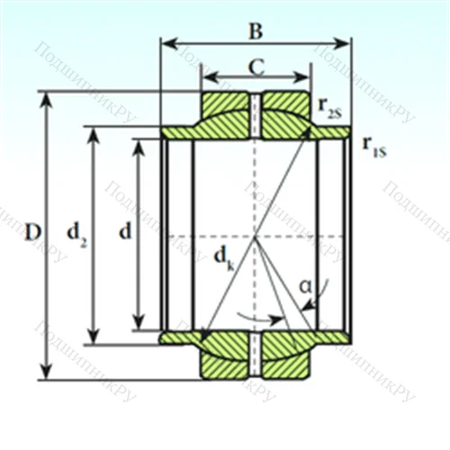 Подшипник скольжения сферический GEEW 100 ES от производителя  ISB