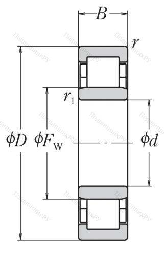 Роликовый цилиндрический подшипник NU 218 W C 3 от производителя  NSK Роликовый цилиндрический подшипник NU 218 W C 3 от производителя  NSK