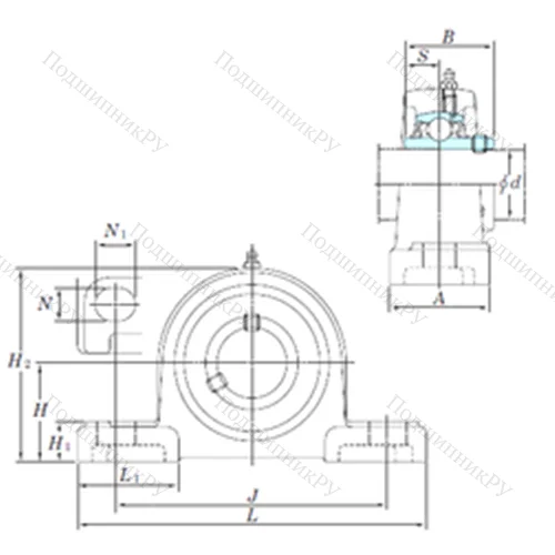 Подшипниковый узел шариковый радиальный UCP 205-16SC