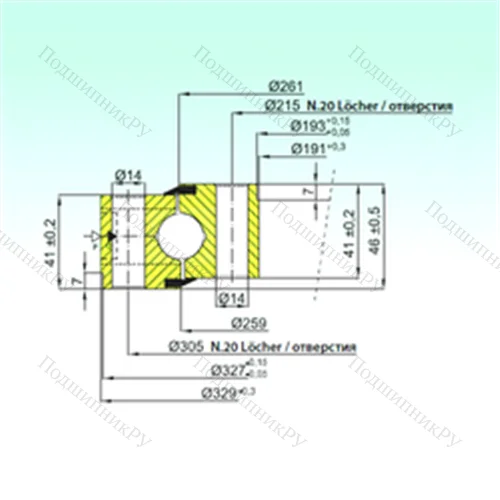 Подшипник шариковый опорно-поворотный NB 1.20.0260.202-1PPN от производителя  ISB