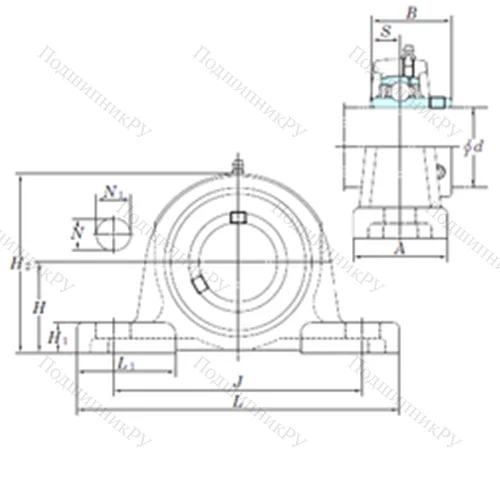 Подшипниковый узел шариковый радиальный UCP 205-16