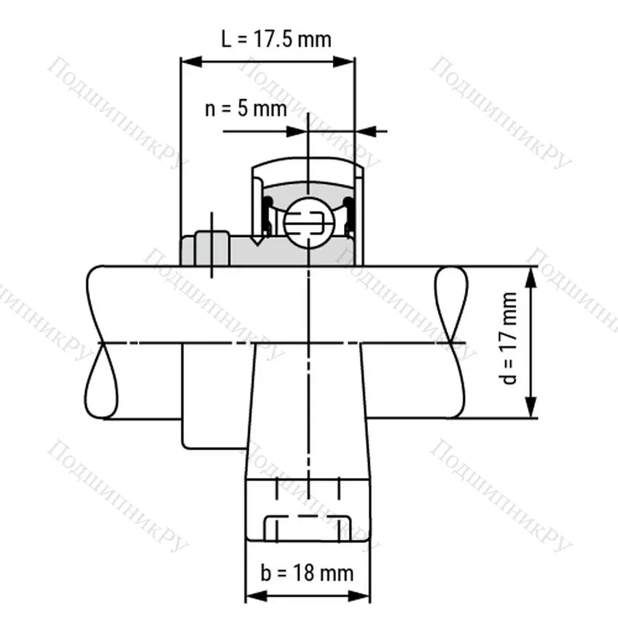 Подшипниковый узел SS-KP 003-ST - Вал: 17 мм