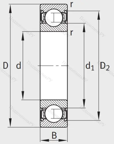 Однорядный шариковый подшипник 62211 2RSR от производителя  FAG Однорядный шариковый подшипник 62211 2RSR от производителя  FAG
