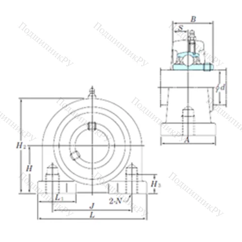 Подшипниковый узел шариковый радиальный UCPA 207-22