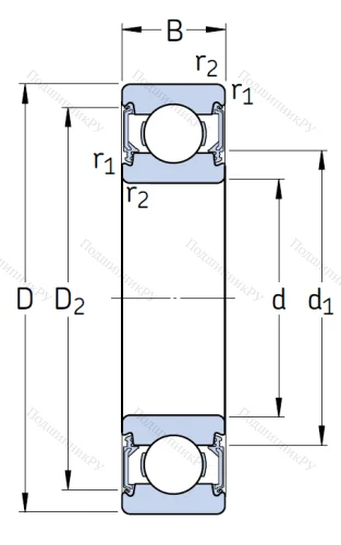 Однорядный шариковый подшипник 6302 2RSH от производителя  SKF