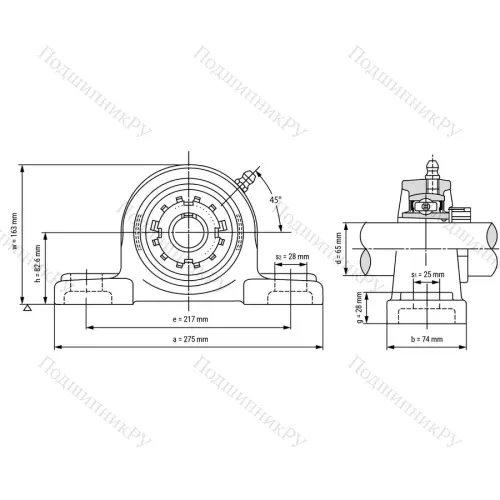 Подшипниковый узел UKP 215 - Вал: 65 мм