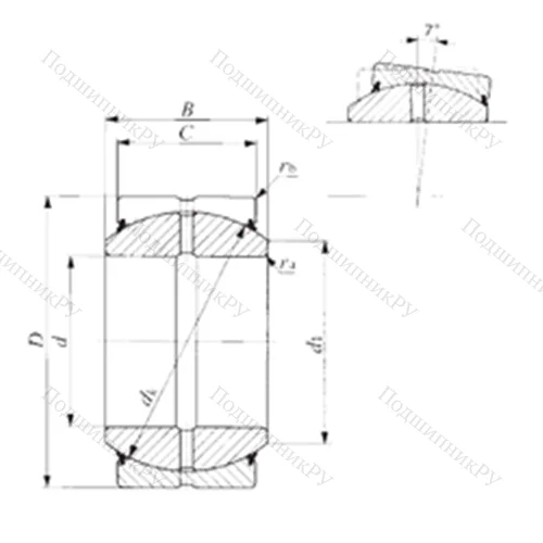 Подшипник скольжения сферический SBB 22-2RS от производителя  IKO Подшипник скольжения сферический SBB 22-2RS от производителя  IKO