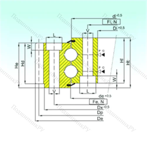 Подшипник шариковый опорно-поворотный EB 2.35.1402.401-1SPPN от производителя  ISB