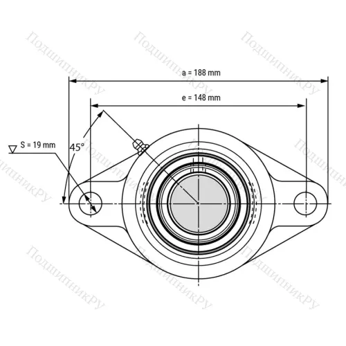 Подшипниковый узел SS-UCFL 209 - Вал: 45 мм от производителя  LPZ Подшипниковый узел SS-UCFL 209 - Вал: 45 мм от производителя  LPZ